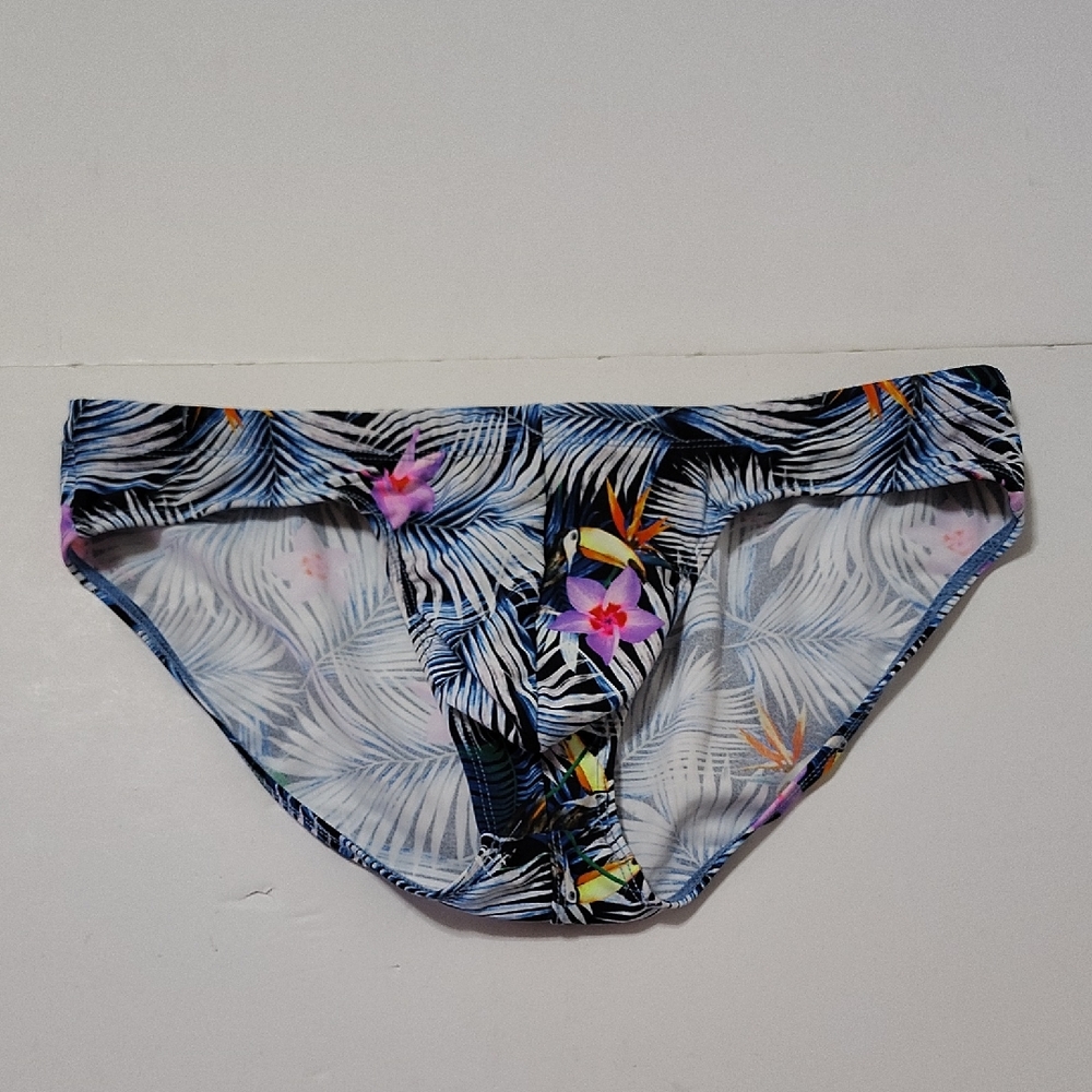 Rick Majors Floral Leaf Men's Swim Briefs Size L